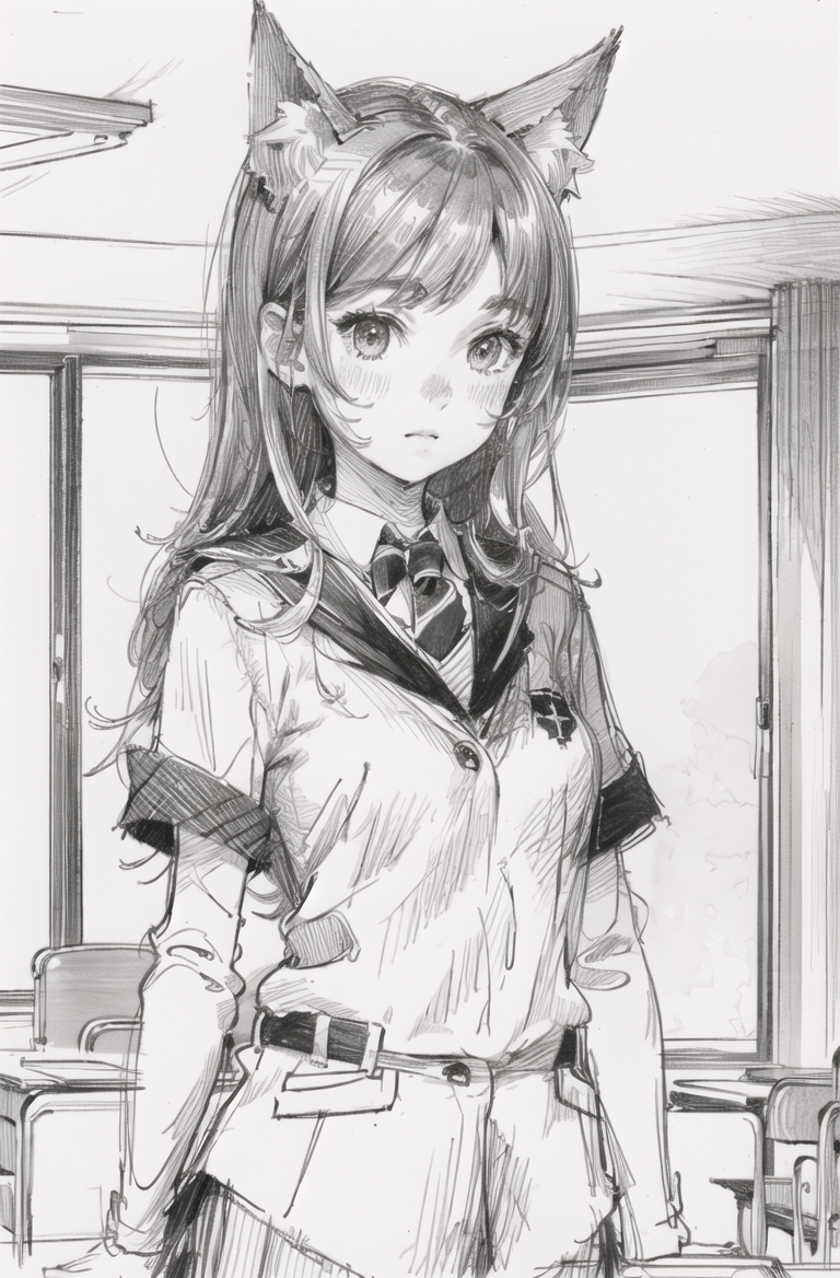 00073-291544113-ultra detailed(sketch_1.2),graphite,( monocolour_1.3)_1girl,animal ear,school uniform,classroom_ _lora_米古诺夫_1_.png